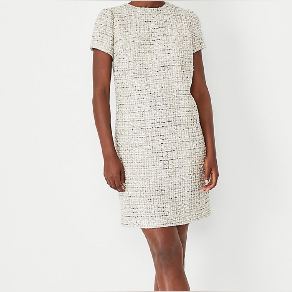 ANN TAYLOR Shimmer Tweed Shift Dress